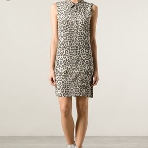 Equipment Femme Silk Lucinda Leopard Dress Sleeveless Button Front XS
